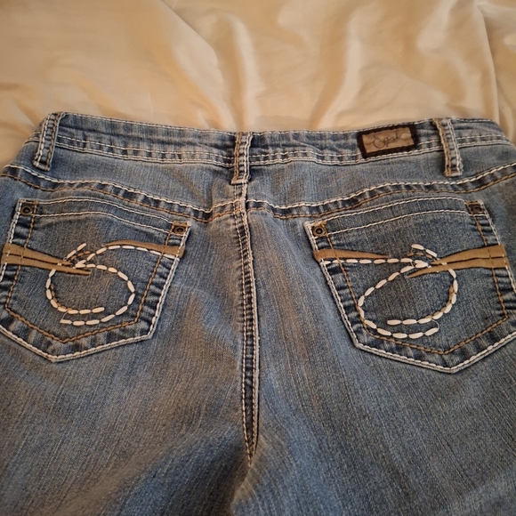 Earl Jean Women's Blue Denim Cropped Jeams - Picture 6 of 7